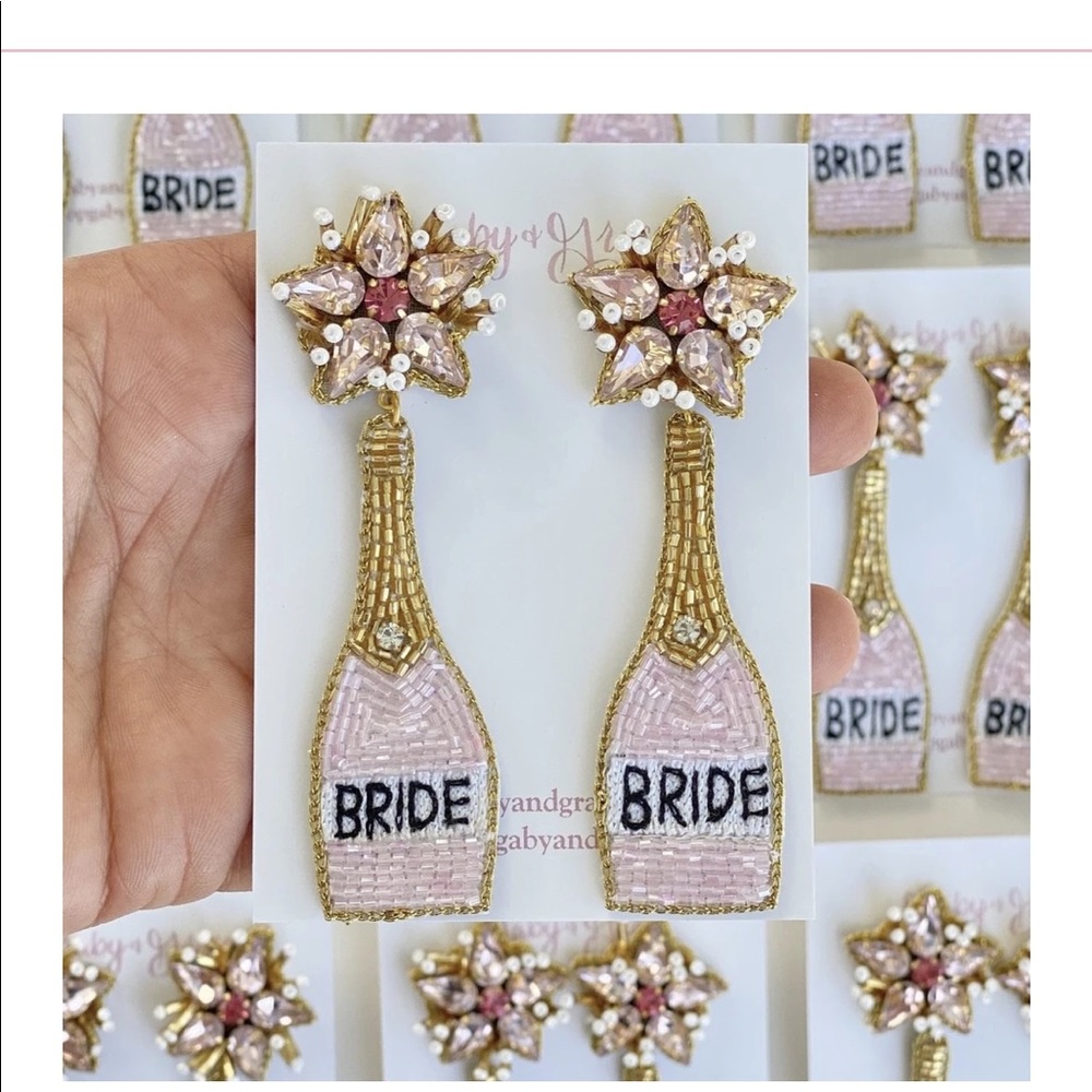 Pink Bride Champagne Earrings